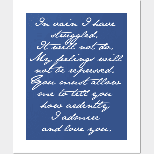 JANE AUSTEN Pride and Prejudice Mr. Darcy Engagement Speech T-Shirt Posters and Art